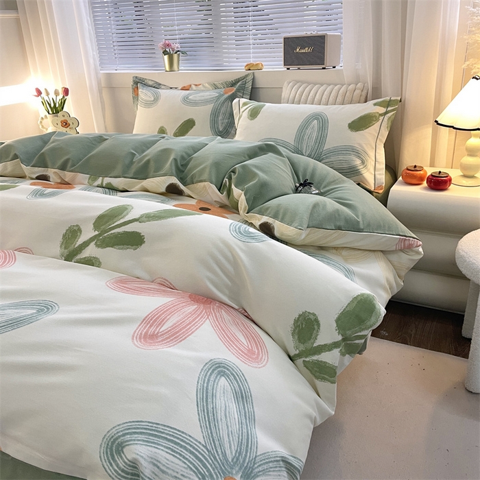 91家纺网 家纺一手货源 找家纺 仟岸家纺 2025新款亲肤舒适全棉磨毛四件套系列 宣梦