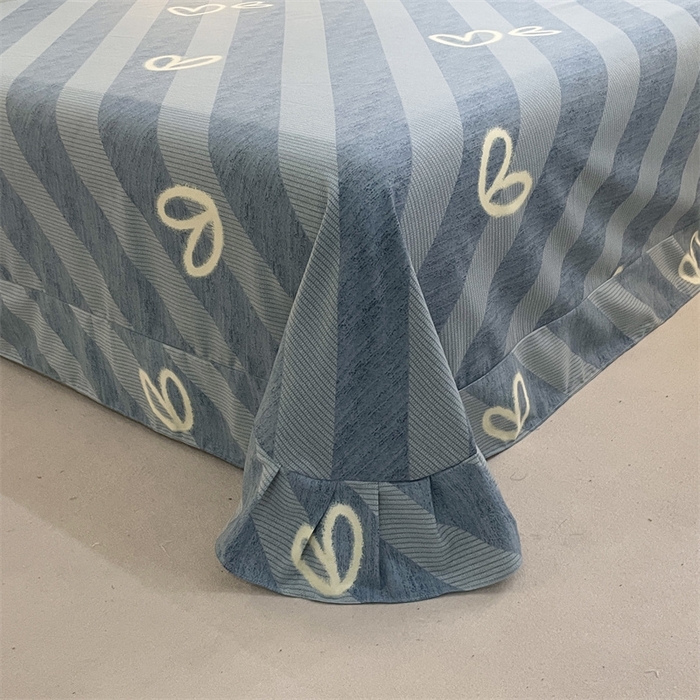 91家纺网 家纺一手货源 找家纺 仟岸家纺 2025新款亲肤舒适全棉磨毛四件套系列 一心一意蓝