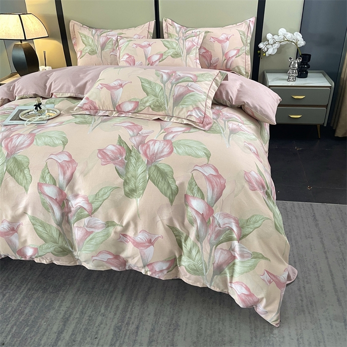 91家纺网 家纺一手货源 找家纺 仟岸家纺 2025新款亲肤舒适全棉磨毛四件套系列 玉荷粉