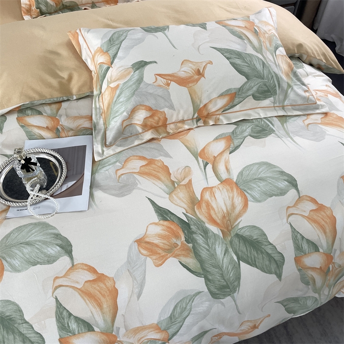 91家纺网 家纺一手货源 找家纺 仟岸家纺 2025新款亲肤舒适全棉磨毛四件套系列 玉荷黄