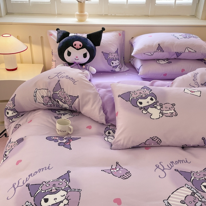 91家纺网 家纺一手货源 找家纺 港岛妹妹 2025新款云朵水洗工艺三丽鸥四件套 三丽鸥-信封库洛米