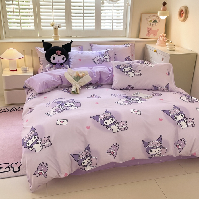 91家纺网 家纺一手货源 找家纺 港岛妹妹 2025新款云朵水洗工艺三丽鸥四件套 三丽鸥-信封库洛米