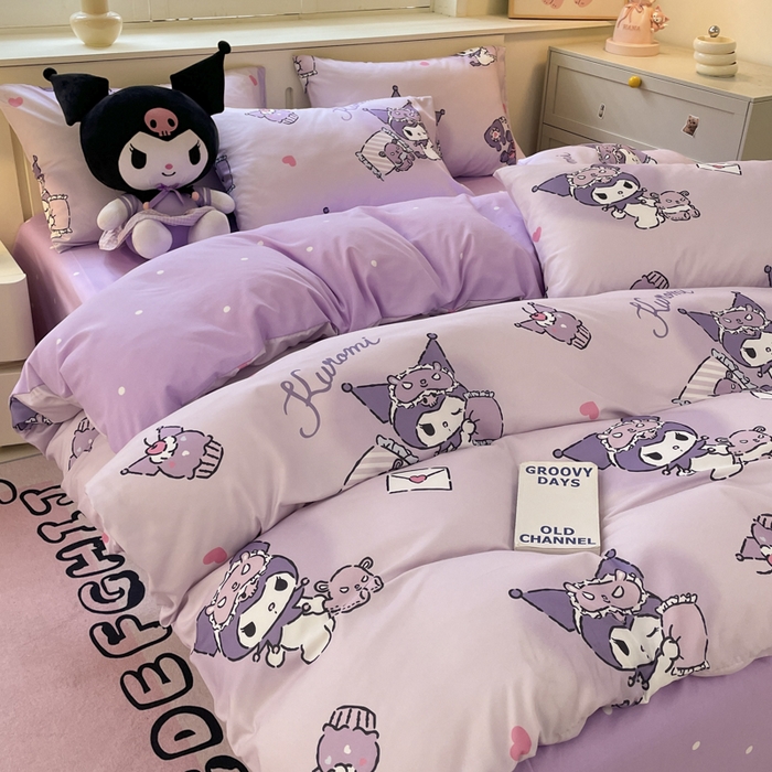 91家纺网 家纺一手货源 找家纺 港岛妹妹 2025新款云朵水洗工艺三丽鸥四件套 三丽鸥-信封库洛米