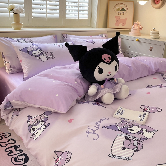 91家纺网 家纺一手货源 找家纺 港岛妹妹 2025新款云朵水洗工艺三丽鸥四件套 三丽鸥-信封库洛米