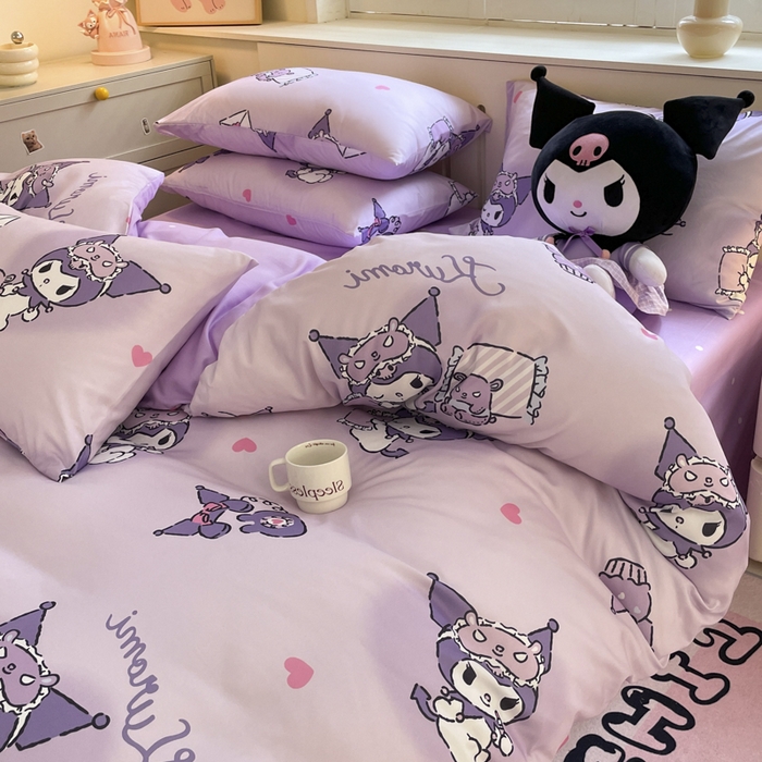 91家纺网 家纺一手货源 找家纺 港岛妹妹 2025新款云朵水洗工艺三丽鸥四件套 三丽鸥-信封库洛米