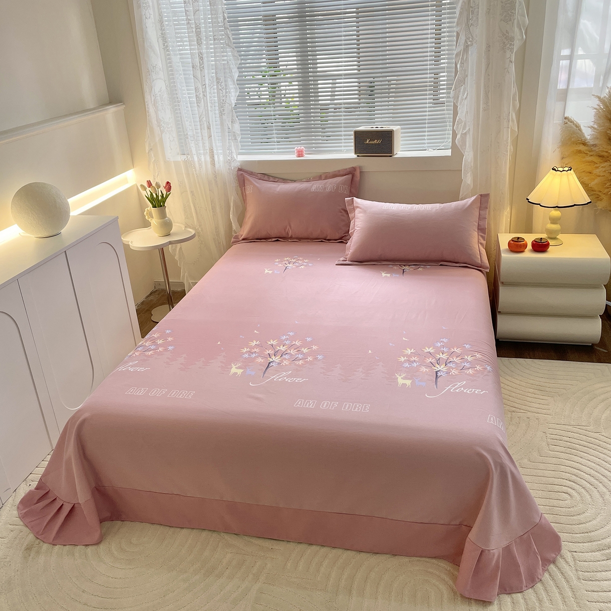 91家纺网 家纺一手货源 找家纺 仟岸家纺 2025新款亲肤舒适全棉磨毛四件套系列 悦春风