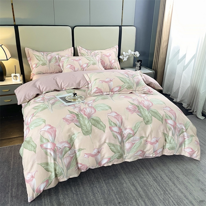 91家纺网 家纺一手货源 找家纺 仟岸家纺 2025新款亲肤舒适全棉磨毛四件套系列 玉荷粉