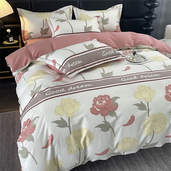 91家纺网 家纺一手货源 找家纺 仟岸家纺 2025新款亲肤舒适全棉磨毛四件套系列 语嫣