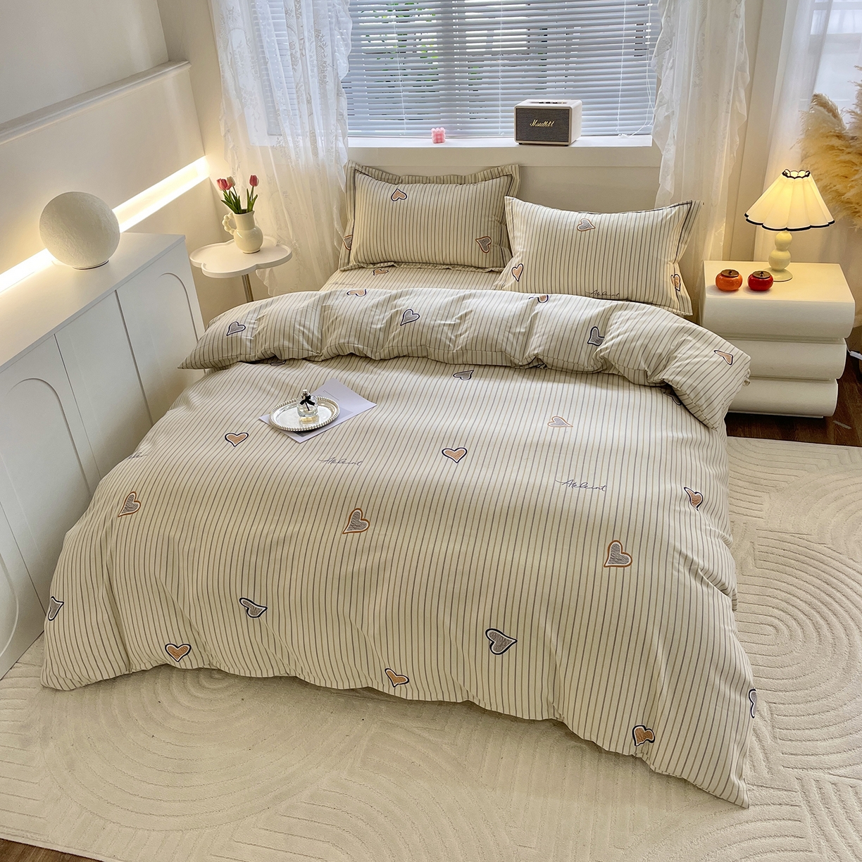 91家纺网 家纺一手货源 找家纺 仟岸家纺 2025新款亲肤舒适全棉磨毛四件套系列 心动日记