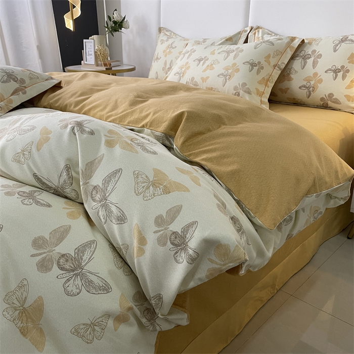 91家纺网 家纺一手货源 找家纺 仟岸家纺 2025新款亲肤舒适全棉磨毛四件套系列 幻蝶