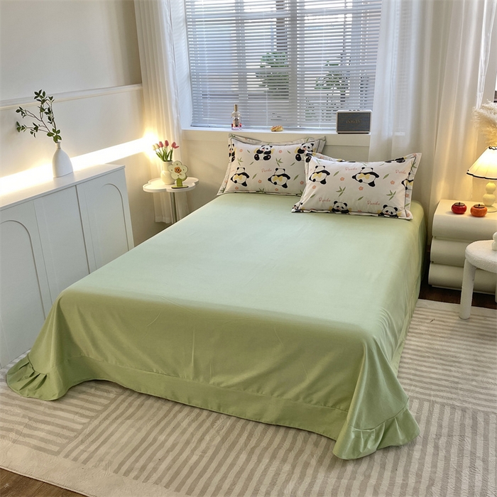 91家纺网 家纺一手货源 找家纺 仟岸家纺 2025新款亲肤舒适全棉磨毛四件套系列 熊猫竹叶