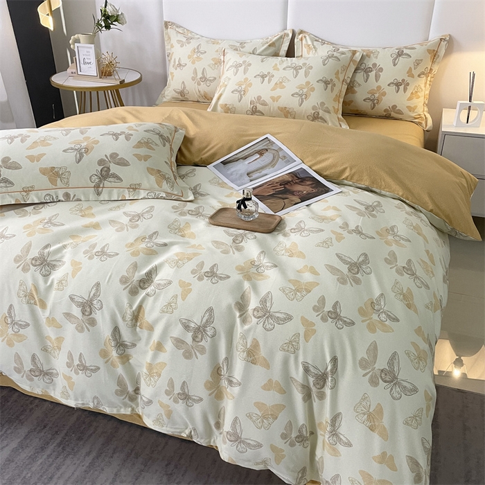 91家纺网 家纺一手货源 找家纺 仟岸家纺 2025新款亲肤舒适全棉磨毛四件套系列 幻蝶