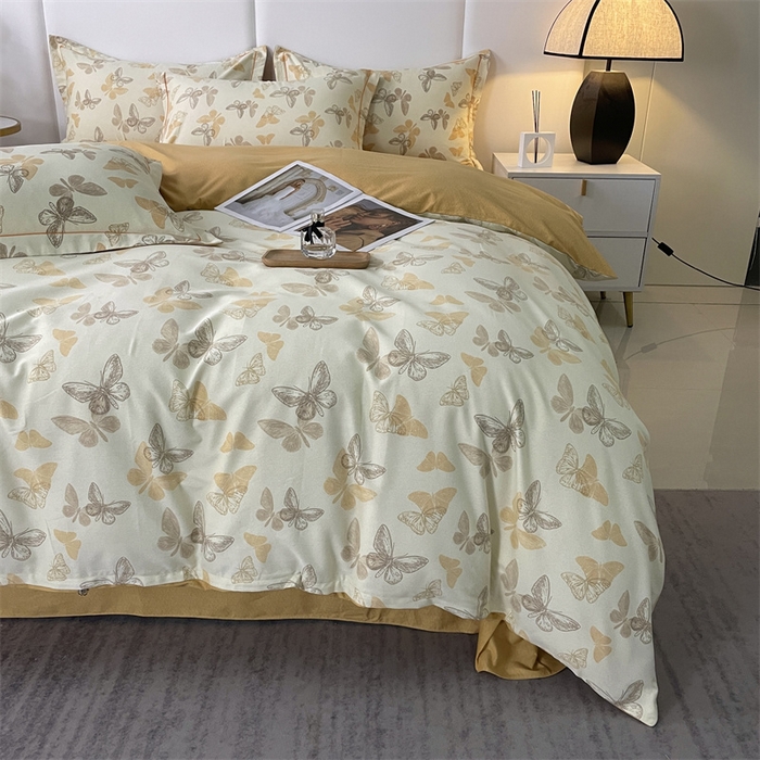 91家纺网 家纺一手货源 找家纺 仟岸家纺 2025新款亲肤舒适全棉磨毛四件套系列 幻蝶