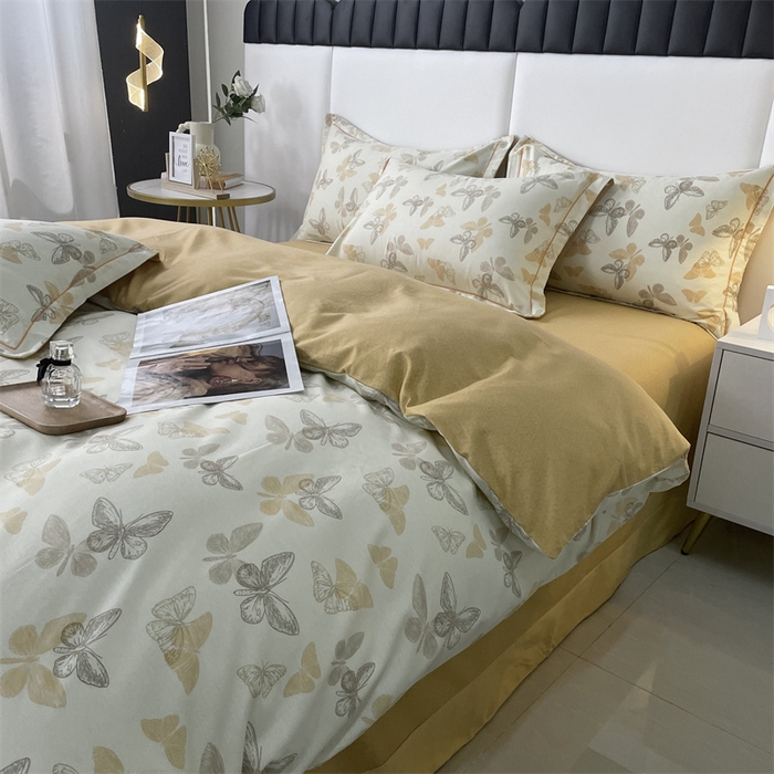 91家纺网 家纺一手货源 找家纺 仟岸家纺 2025新款亲肤舒适全棉磨毛四件套系列 幻蝶