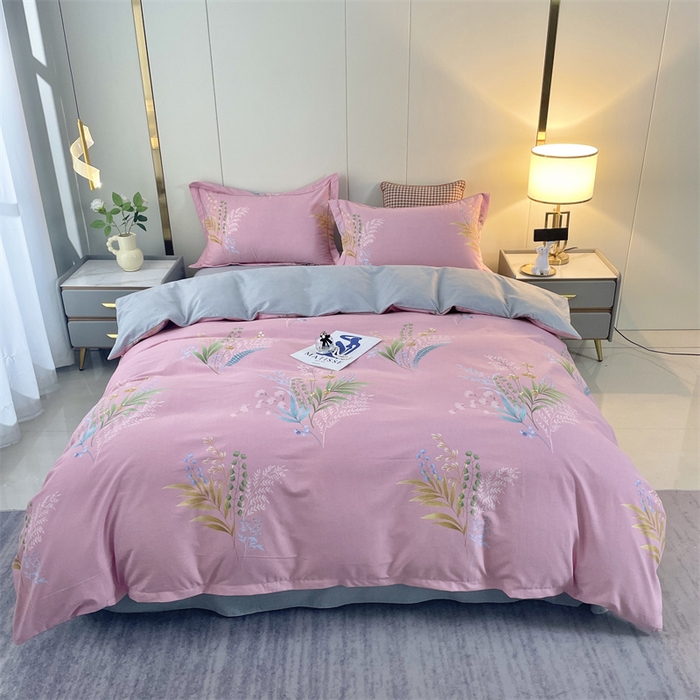 仟岸家纺 2025新款亲肤舒适全棉磨毛四件套系列 悦动心颜 粉