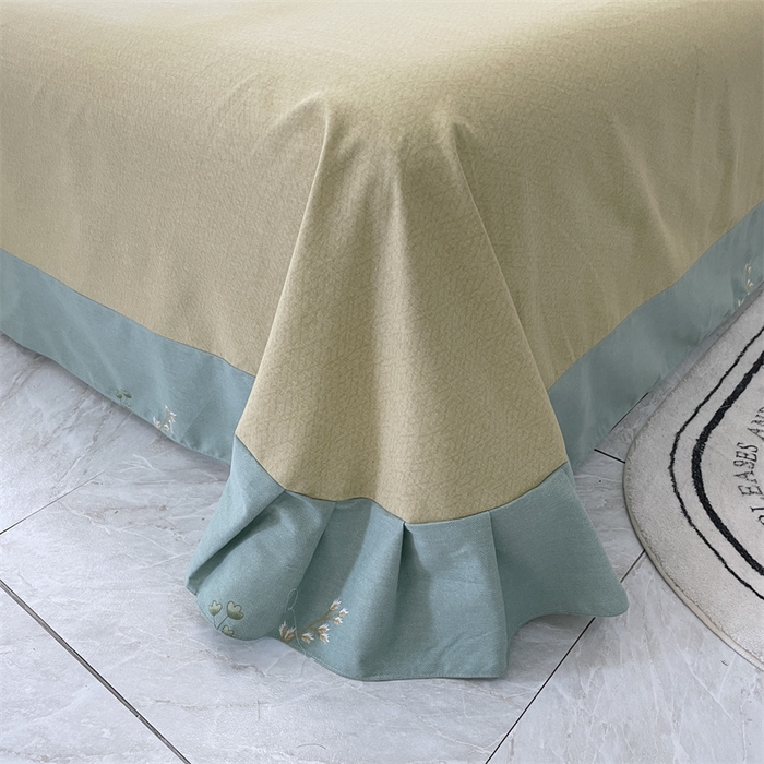 91家纺网 家纺一手货源 找家纺 仟岸家纺 2025新款亲肤舒适全棉磨毛四件套系列 悦动心颜 绿