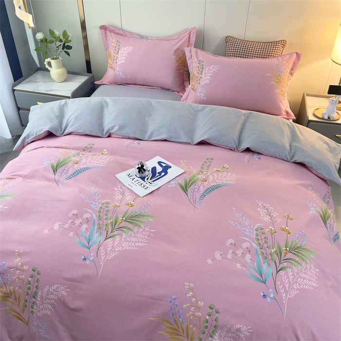 91家纺网 家纺一手货源 找家纺 仟岸家纺 2025新款亲肤舒适全棉磨毛四件套系列 悦动心颜 粉