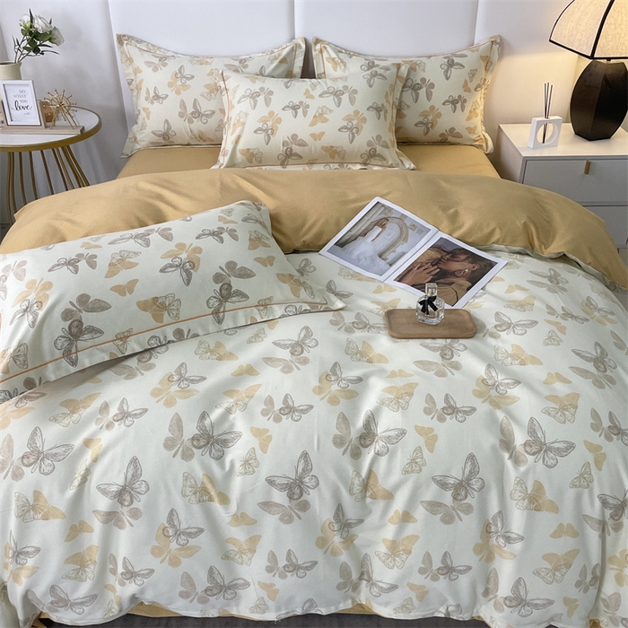 91家纺网 家纺一手货源 找家纺 仟岸家纺 2025新款亲肤舒适全棉磨毛四件套系列 幻蝶