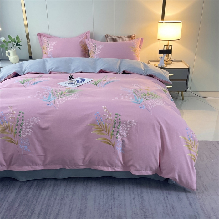 91家纺网 家纺一手货源 找家纺 仟岸家纺 2025新款亲肤舒适全棉磨毛四件套系列 悦动心颜 粉