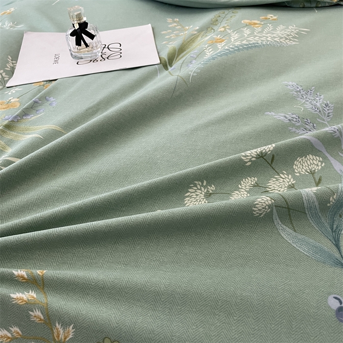 91家纺网 家纺一手货源 找家纺 仟岸家纺 2025新款亲肤舒适全棉磨毛四件套系列 悦动心颜 绿