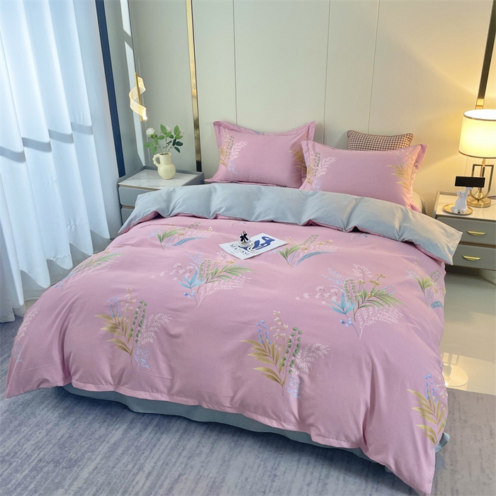 91家纺网 家纺一手货源 找家纺 仟岸家纺 2025新款亲肤舒适全棉磨毛四件套系列 悦动心颜 粉