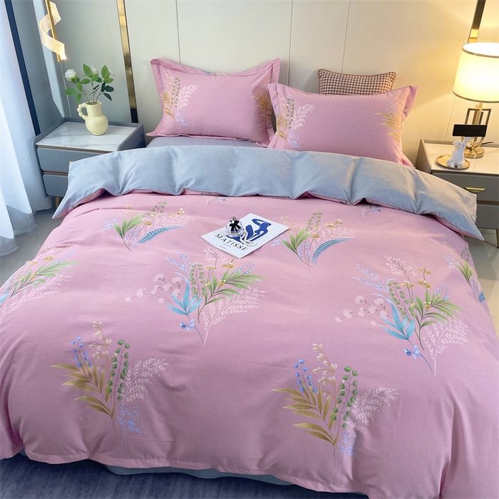 91家纺网 家纺一手货源 找家纺 仟岸家纺 2025新款亲肤舒适全棉磨毛四件套系列 悦动心颜 粉