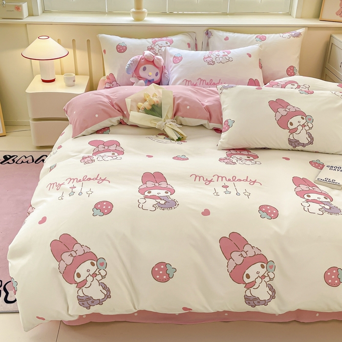 91家纺网 家纺一手货源 找家纺 港岛妹妹 2025新款云朵水洗工艺三丽鸥四件套 三丽鸥-星月美乐蒂