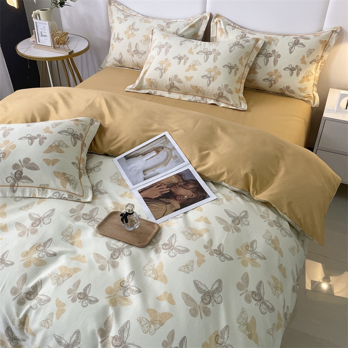 91家纺网 家纺一手货源 找家纺 仟岸家纺 2025新款亲肤舒适全棉磨毛四件套系列 幻蝶