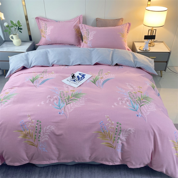 91家纺网 家纺一手货源 找家纺 仟岸家纺 2025新款亲肤舒适全棉磨毛四件套系列 悦动心颜 粉