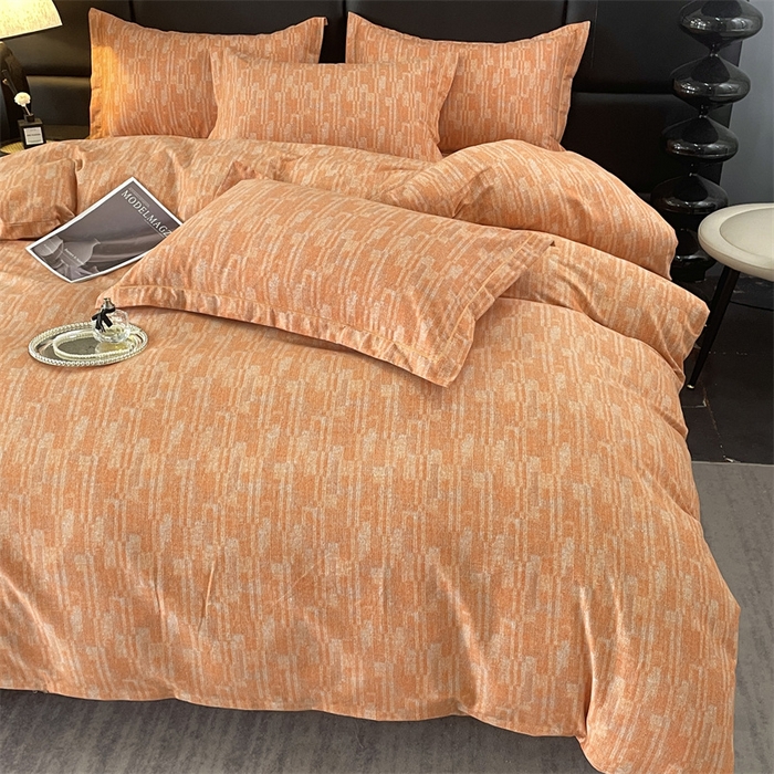 91家纺网 家纺一手货源 找家纺 仟岸家纺 2025新款亲肤舒适全棉磨毛四件套系列 温哥华橘