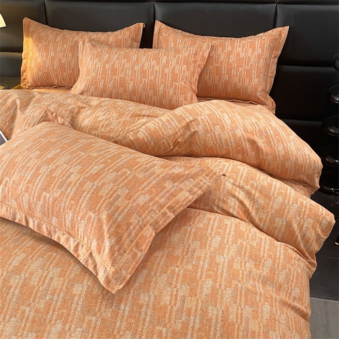 91家纺网 家纺一手货源 找家纺 仟岸家纺 2025新款亲肤舒适全棉磨毛四件套系列 温哥华橘