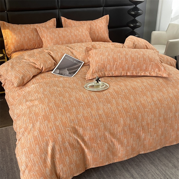 91家纺网 家纺一手货源 找家纺 仟岸家纺 2025新款亲肤舒适全棉磨毛四件套系列 温哥华橘