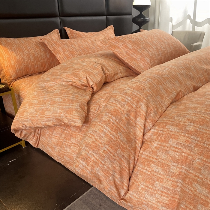 91家纺网 家纺一手货源 找家纺 仟岸家纺 2025新款亲肤舒适全棉磨毛四件套系列 温哥华橘