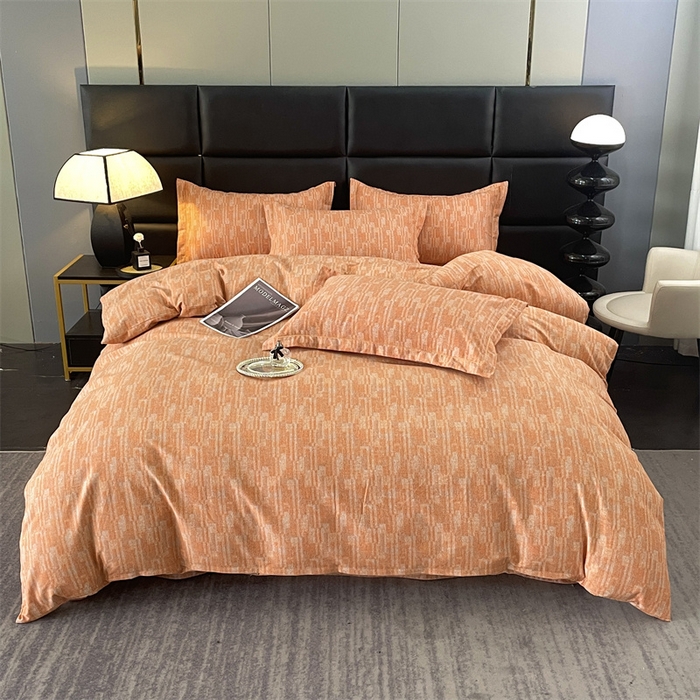 仟岸家纺 2025新款亲肤舒适全棉磨毛四件套系列 温哥华橘