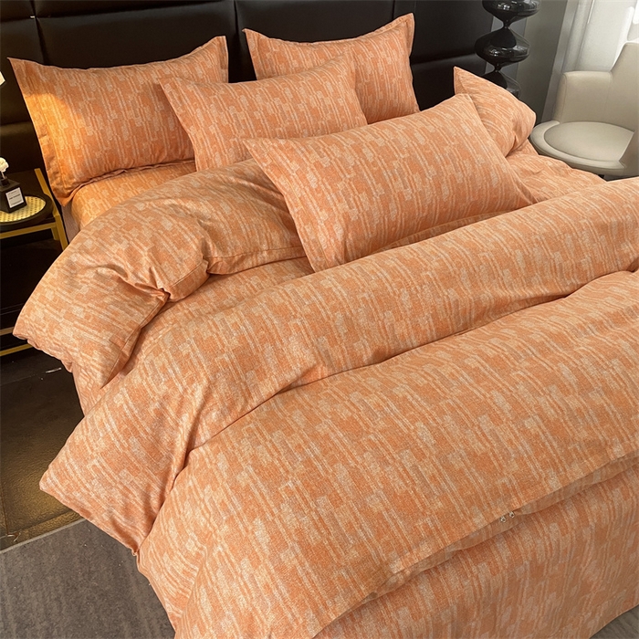 91家纺网 家纺一手货源 找家纺 仟岸家纺 2025新款亲肤舒适全棉磨毛四件套系列 温哥华橘