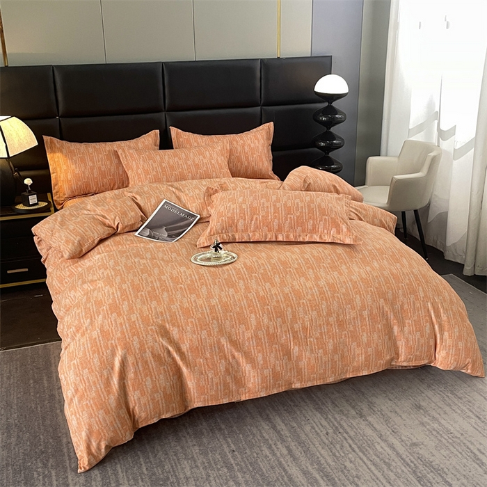 91家纺网 家纺一手货源 找家纺 仟岸家纺 2025新款亲肤舒适全棉磨毛四件套系列 温哥华橘