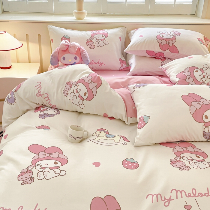 91家纺网 家纺一手货源 找家纺 港岛妹妹 2025新款云朵水洗工艺三丽鸥四件套 三丽鸥-星月美乐蒂