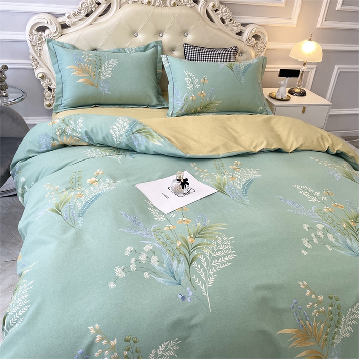 91家纺网 家纺一手货源 找家纺 仟岸家纺 2025新款亲肤舒适全棉磨毛四件套系列 悦动心颜 绿