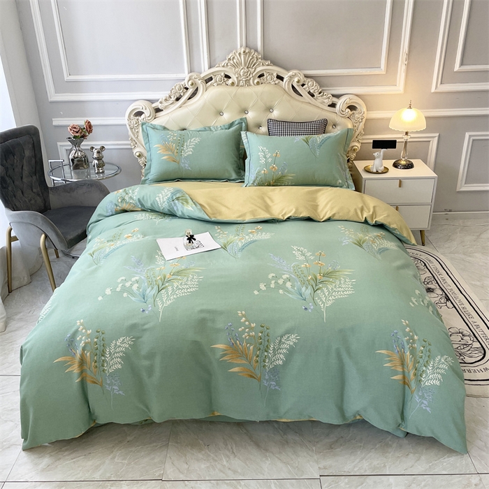 仟岸家纺 2025新款亲肤舒适全棉磨毛四件套系列 悦动心颜 绿