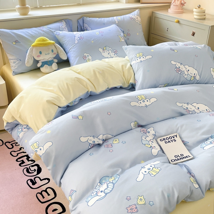 91家纺网 家纺一手货源 找家纺 港岛妹妹 2025新款云朵水洗工艺三丽鸥四件套 三丽鸥-云朵玉桂狗