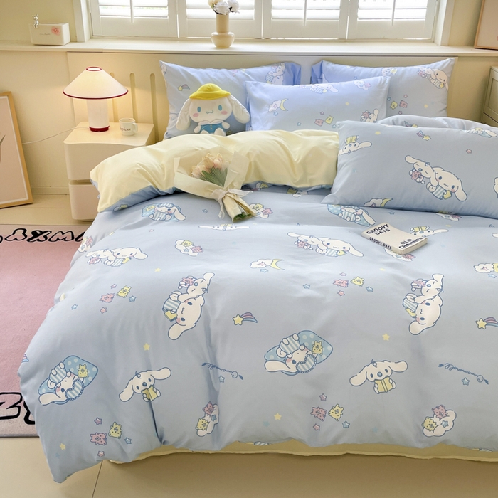 91家纺网 家纺一手货源 找家纺 港岛妹妹 2025新款云朵水洗工艺三丽鸥四件套 三丽鸥-云朵玉桂狗