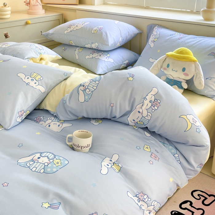 91家纺网 家纺一手货源 找家纺 港岛妹妹 2025新款云朵水洗工艺三丽鸥四件套 三丽鸥-云朵玉桂狗