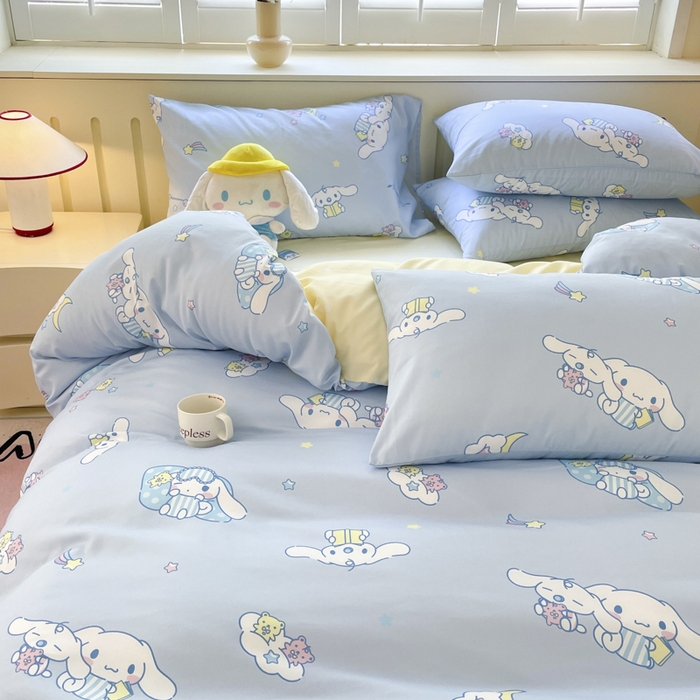 91家纺网 家纺一手货源 找家纺 港岛妹妹 2025新款云朵水洗工艺三丽鸥四件套 三丽鸥-云朵玉桂狗