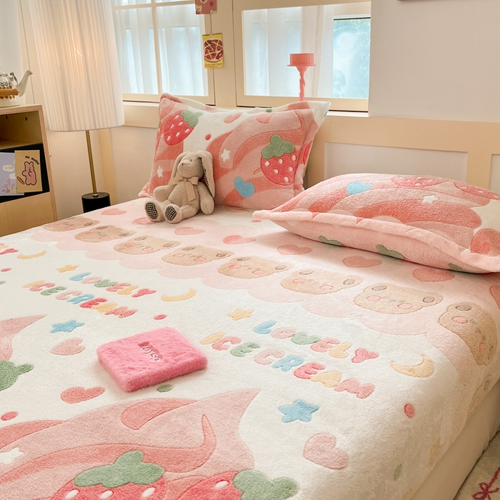 91家纺网 家纺一手货源 找家纺 （总）川悦生活 2025新款高克重雪花绒卡通印花加厚保暖大床单床笠