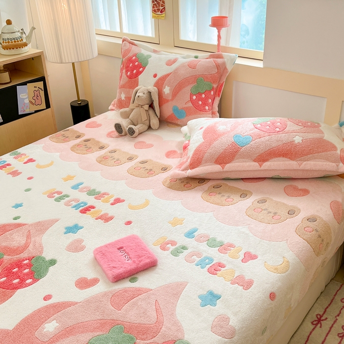 91家纺网 家纺一手货源 找家纺 （总）川悦生活 2025新款高克重雪花绒卡通印花加厚保暖大床单床笠