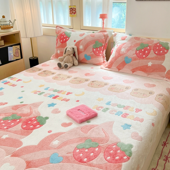 91家纺网 家纺一手货源 找家纺 （总）川悦生活 2025新款高克重雪花绒卡通印花加厚保暖大床单床笠