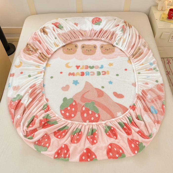 91家纺网 家纺一手货源 找家纺 （总）川悦生活 2025新款高克重雪花绒卡通印花加厚保暖大床单床笠