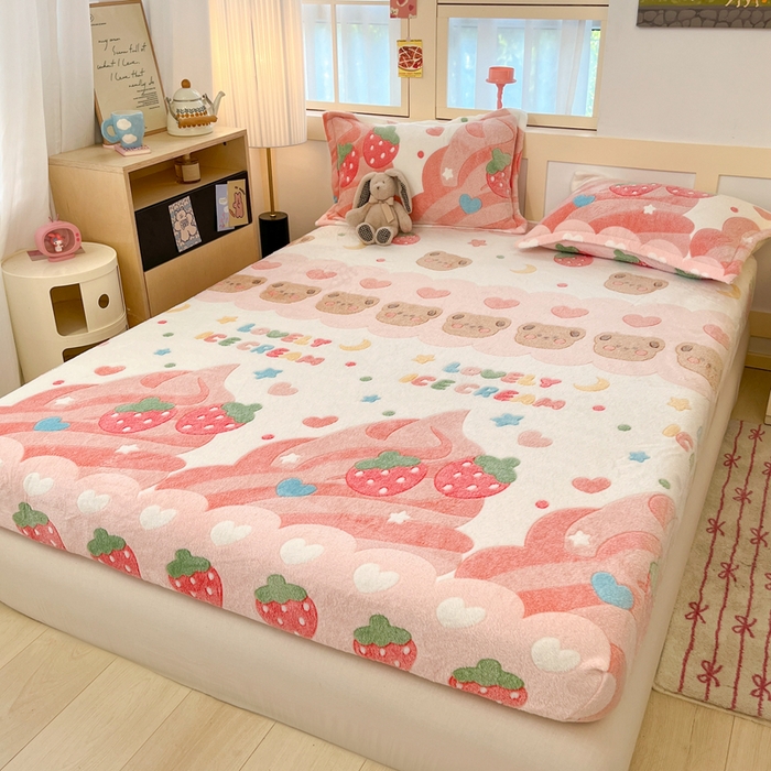 91家纺网 家纺一手货源 找家纺 （总）川悦生活 2025新款高克重雪花绒卡通印花加厚保暖大床单床笠