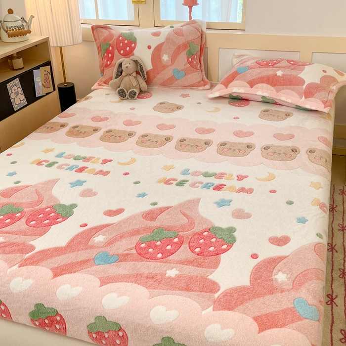 91家纺网 家纺一手货源 找家纺 （总）川悦生活 2025新款高克重雪花绒卡通印花加厚保暖大床单床笠