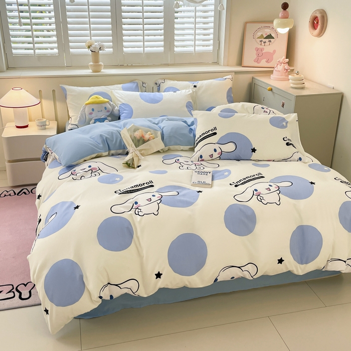 91家纺网 家纺一手货源 找家纺 港岛妹妹 2025新款云朵水洗工艺三丽鸥四件套 三丽鸥-长耳狗狗